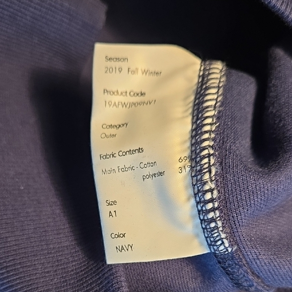 2019 Adererror Navy Blue Zip-Up Front And Rear Hoodie - Picture 2 of 13